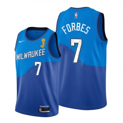 Nike Milwaukee Bucks #7 Bryn Forbes Youth 2021 NBA Finals Champions City Edition Jersey Blue